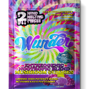 Front of 2ct Grape Mushroom Gummies with Kava package featuring bold grape-inspired artwork with sleek, modern design