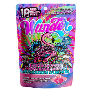 Wunder | Pink Lemonade Mushroom Gummies | 1200mg Entheogenic + 100mg Blue Lotus Extract - 10ct