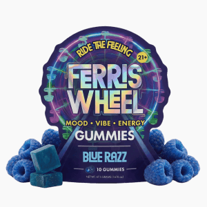 Ferris Wheel Blue Razz Daily Mood gummies available at Cannabis Pharmacy.